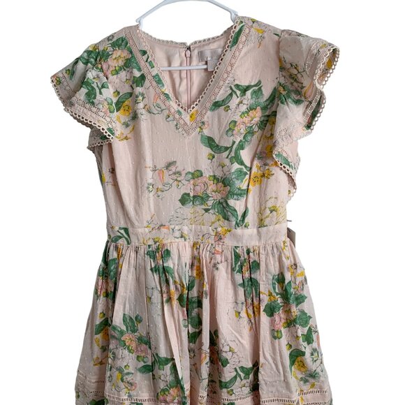 Sold Out Rachell Parcell Tiered Ruffle Sleeve Dot Floral Dress Size M NWT 7150 - Picture 4 of 15